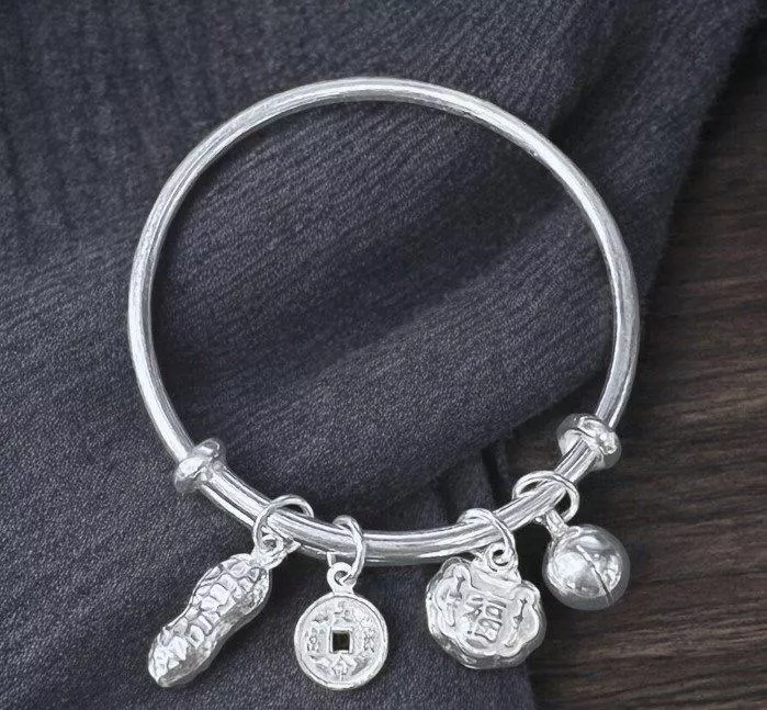 簡約福氣四寶噹噹吊飾嬰兒/小孩手環