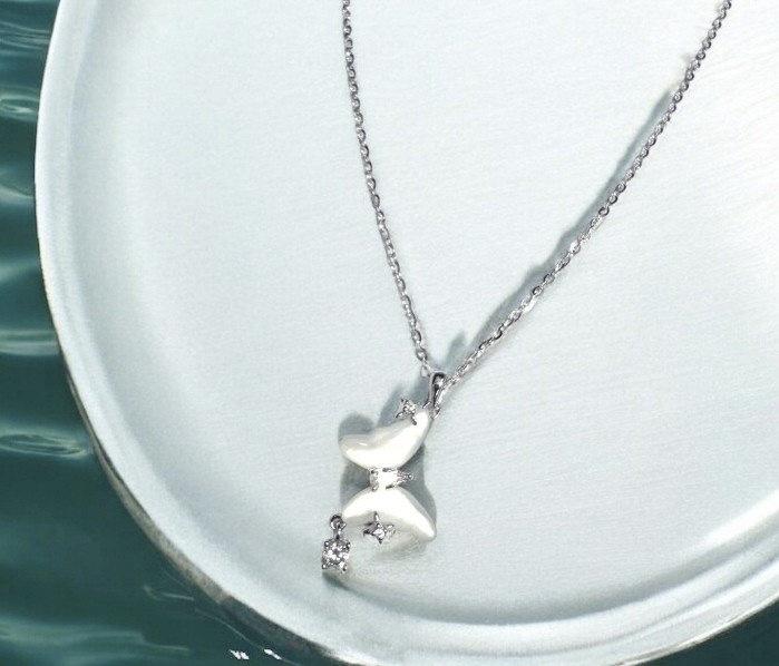 Shell & CZ Butterfly Necklace