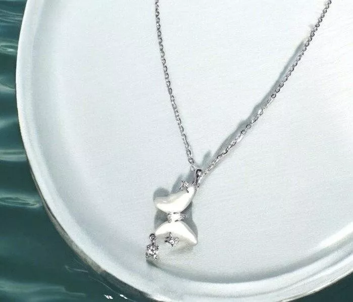 Shell & CZ Butterfly Necklace