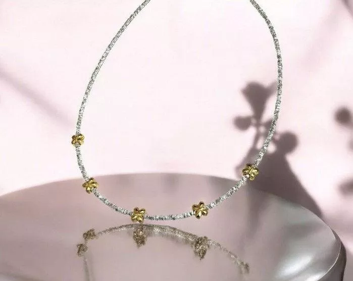 小方塊 & 金色蝴蝶組合頸鏈