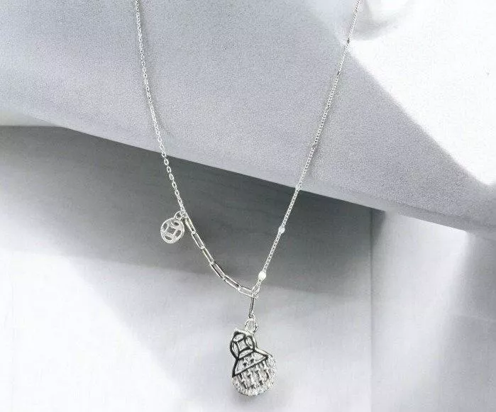 金錢 & 鋯石葫蘆吊飾頸鏈