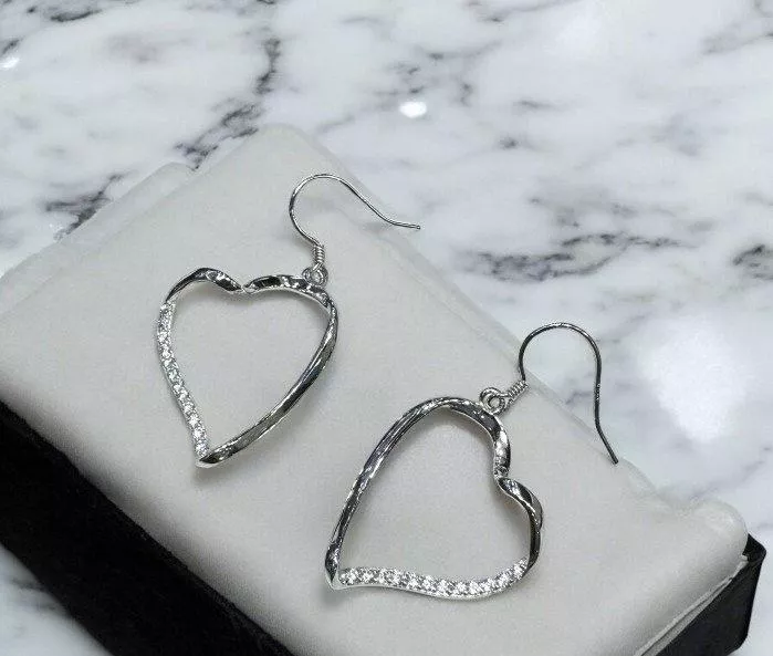 不規則鋯石 & 亮面心形組合耳環