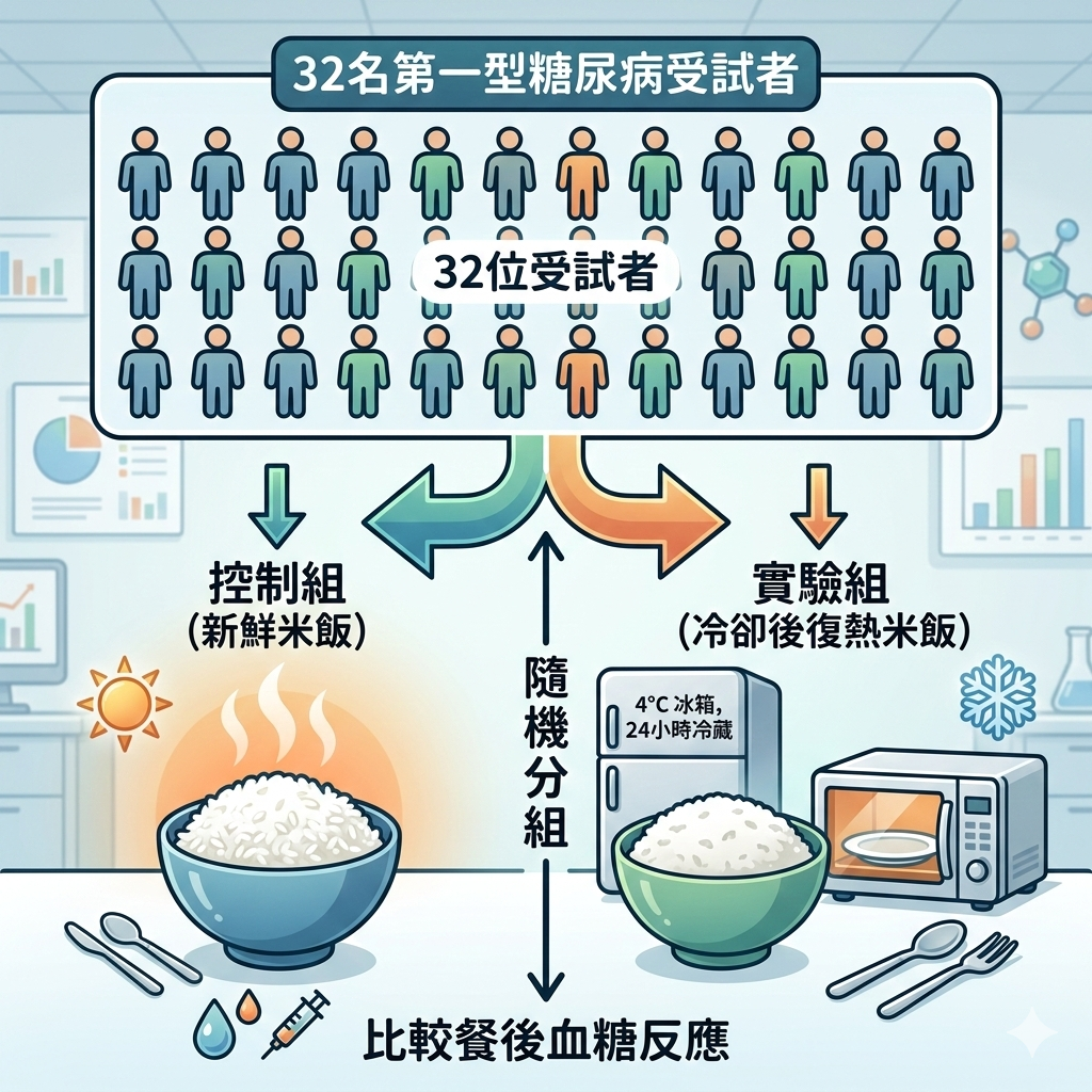 32名糖尿病受試者分流實驗設計