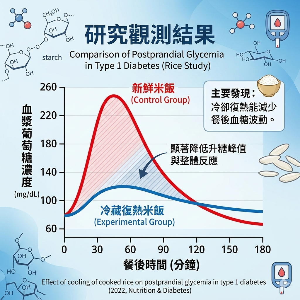 研究觀測結果：餐後血糖反應對比圖