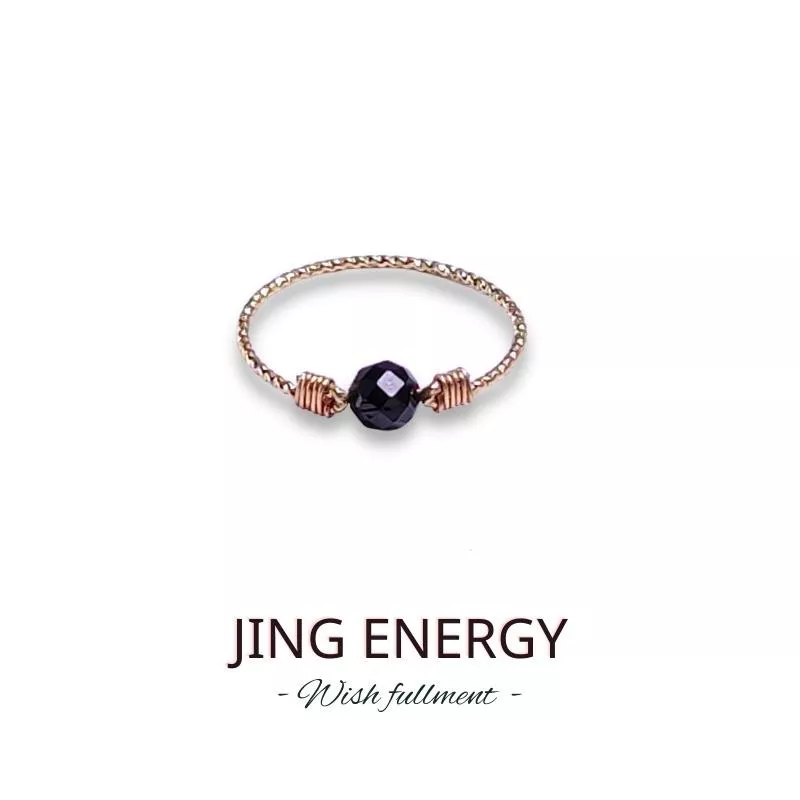 和不值得的人保持距離｜黑尖晶｜ 防小人｜手工水晶戒指 ｜美國14k包金｜JING ENERGY淨能量