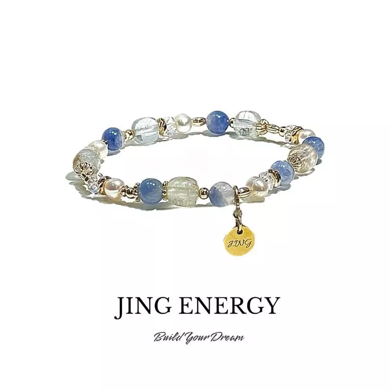 奇跡｜玉化藍晶石｜幫助邏輯表達力｜消除負能 | 提升自我｜轉運手鍊｜設計款水晶｜招財水晶手鍊｜托帕石｜淡水珍珠｜水晶手鍊