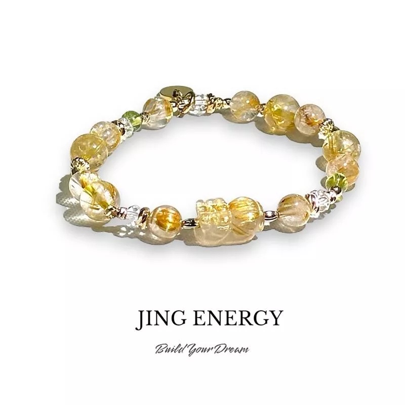 金色時刻｜鈦晶貔貅｜佩戴她竟能招財又提氣場｜業務員創業者都偷偷戴｜轉運手鍊｜設計款水晶｜招財水晶手鍊｜鈦晶｜橄欖石