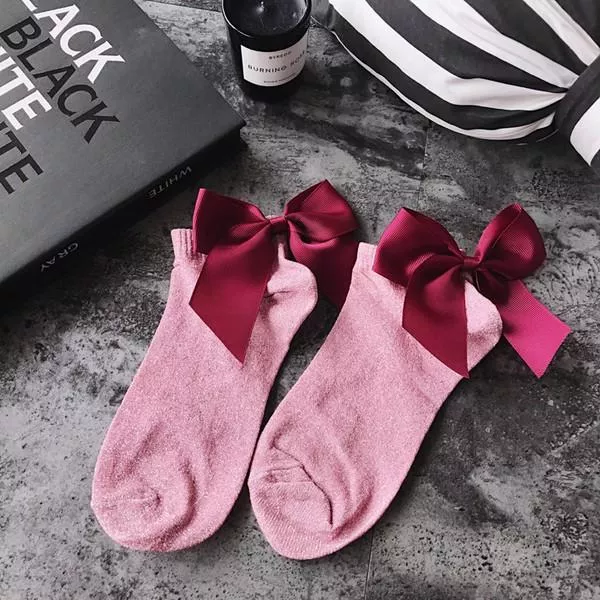 🌈現貨💥韓版創意 蝴蝶結 金蔥 造型襪 / 學生棉襪 / 女襪子