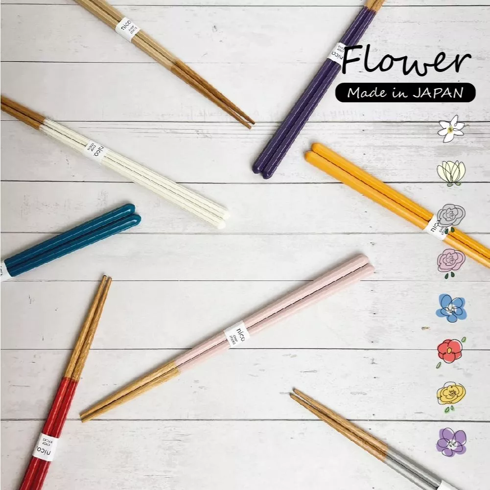台灣現貨 〔 品常生活 〕 田中箸店 日本製 花八角筷子 花卉配色八角筷 多色可選 22.5cm  洗碗機可 日本木筷