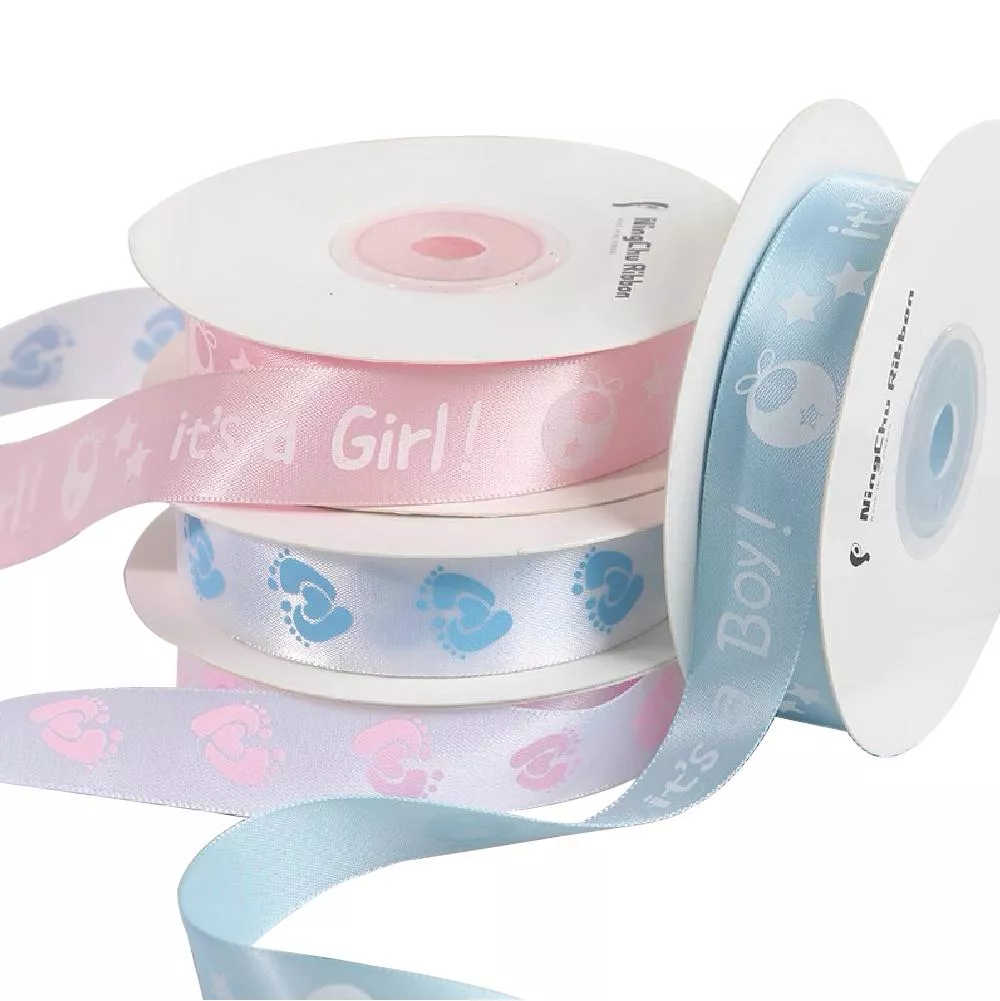 整卷出售 寶寶性別趴 禮物緞帶 滿月禮緞帶 滿月禮盒 寶寶腳印 性別趴緞帶 彌月禮盒緞帶