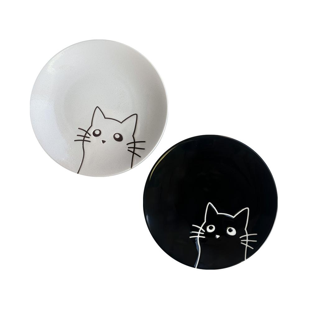 日本製 〔 品常生活 〕 貓咪 盤子 19.8cm 田中箸店 陶瓷器 餐盤 陶瓷餐盤